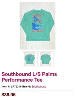 Southbound beachglass palms performance tee rash guard youth small new with tags